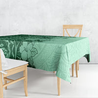 Polynesia Tablecloth Hibiscus and Hawaiian Tribal Tattoo Retro Style Green Color - Wonder Print Shop