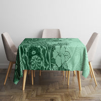 Polynesia Tablecloth Hibiscus and Hawaiian Tribal Tattoo Retro Style Green Color - Wonder Print Shop