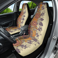 Polynesia Car Seat Cover Hibiscus and Hawaiian Tribal Tattoo Retro Style Tan Color LT9 - Wonder Print Shop