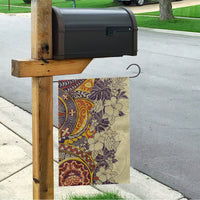 Polynesia Garden Flag Hibiscus and Hawaiian Tribal Tattoo Retro Style Tan Color - Wonder Print Shop