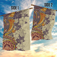 Polynesia Garden Flag Hibiscus and Hawaiian Tribal Tattoo Retro Style Tan Color - Wonder Print Shop