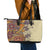 Polynesia Leather Tote Bag Hibiscus and Hawaiian Tribal Tattoo Retro Style Tan Color - Wonder Print Shop