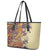 Polynesia Leather Tote Bag Hibiscus and Hawaiian Tribal Tattoo Retro Style Tan Color - Wonder Print Shop