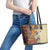 Polynesia Leather Tote Bag Hibiscus and Hawaiian Tribal Tattoo Retro Style Tan Color - Wonder Print Shop