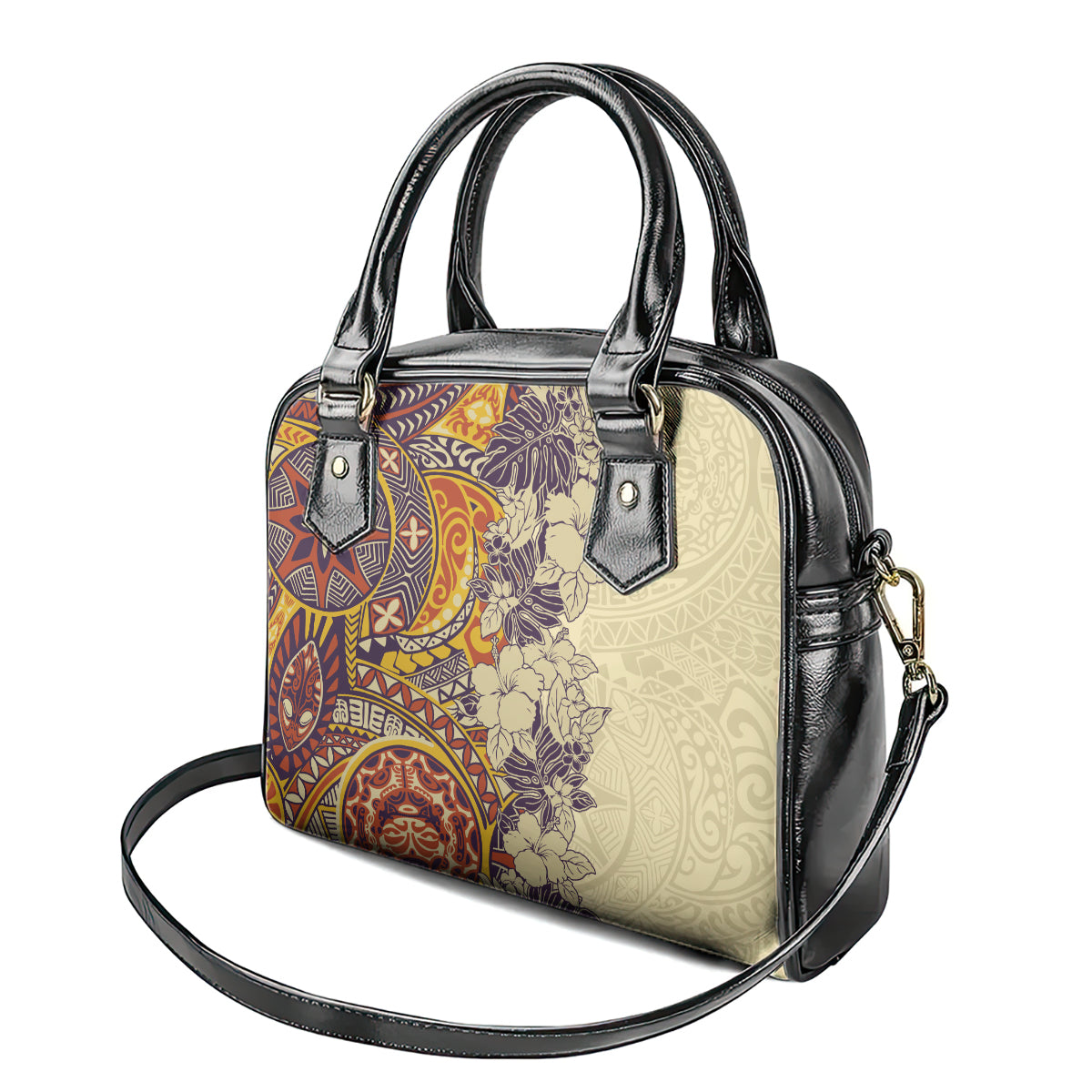 polynesia-shoulder-handbag-hibiscus-and-hawaiian-tribal-tattoo-retro-style-tan-color