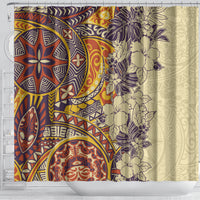 polynesia-shower-curtain-hibiscus-and-hawaiian-tribal-tattoo-retro-style-tan-color