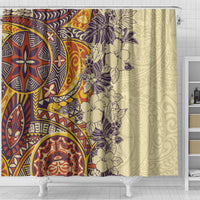 polynesia-shower-curtain-hibiscus-and-hawaiian-tribal-tattoo-retro-style-tan-color
