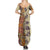 Polynesia Summer Maxi Dress Hibiscus and Hawaiian Tribal Tattoo Retro Style Tan Color - Wonder Print Shop