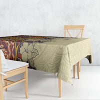 Polynesia Tablecloth Hibiscus and Hawaiian Tribal Tattoo Retro Style Tan Color - Wonder Print Shop