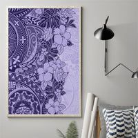 Polynesia Canvas Wall Art Hibiscus and Hawaiian Tribal Tattoo Retro Style Violet Color LT9 - Wonder Print Shop