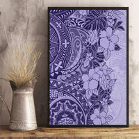 Polynesia Canvas Wall Art Hibiscus and Hawaiian Tribal Tattoo Retro Style Violet Color LT9 - Wonder Print Shop