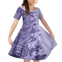 Polynesia Family Matching Mermaid Dress and Hawaiian Shirt Hibiscus and Hawaiian Tribal Tattoo Retro Style Violet Color LT9 - Wonder Print Shop