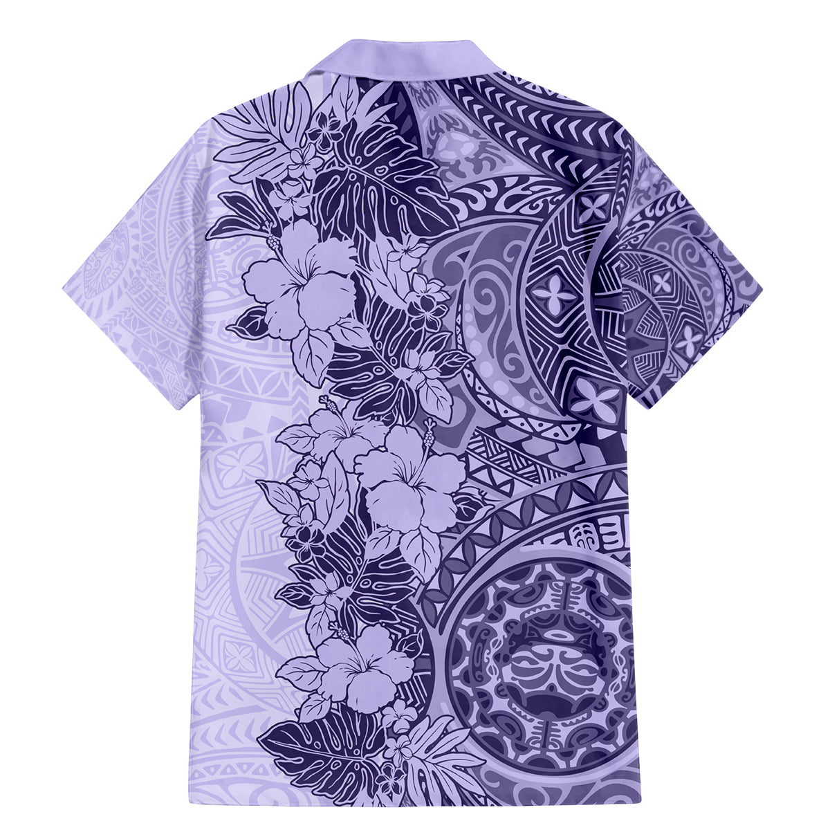 Polynesia Family Matching Mermaid Dress and Hawaiian Shirt Hibiscus and Hawaiian Tribal Tattoo Retro Style Violet Color LT9 - Wonder Print Shop