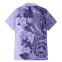 Polynesia Family Matching Mermaid Dress and Hawaiian Shirt Hibiscus and Hawaiian Tribal Tattoo Retro Style Violet Color LT9 - Wonder Print Shop
