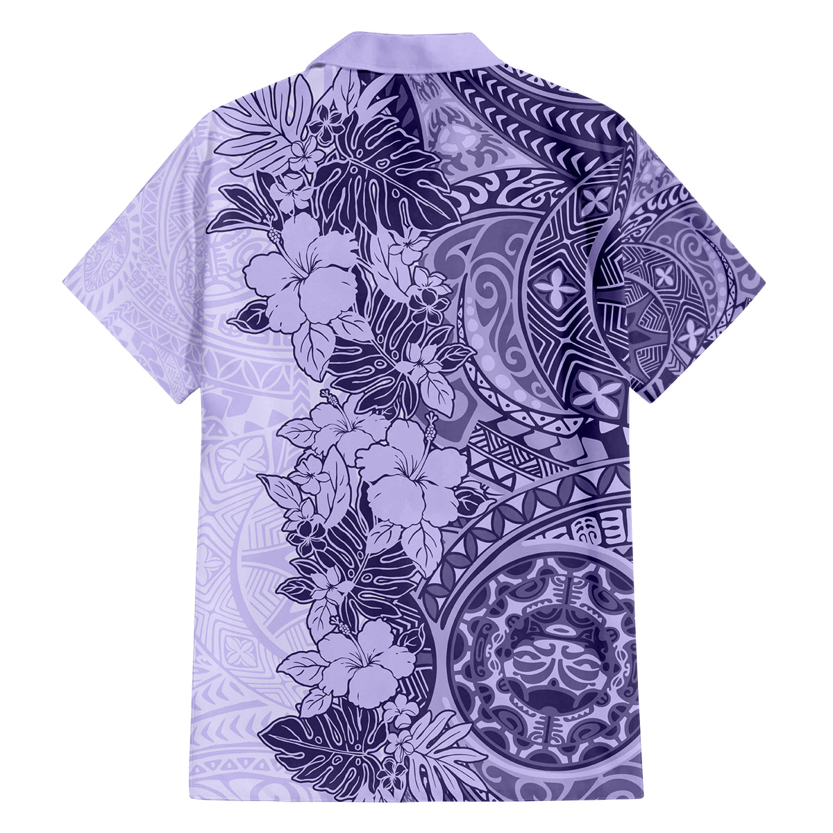 Polynesia Family Matching Off Shoulder Short Dress and Hawaiian Shirt Hibiscus and Hawaiian Tribal Tattoo Retro Style Violet Color LT9 - Wonder Print Shop