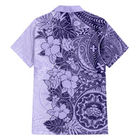 Polynesia Family Matching Summer Maxi Dress and Hawaiian Shirt Hibiscus and Hawaiian Tribal Tattoo Retro Style Violet Color - Wonder Print Shop