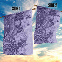 Polynesia Garden Flag Hibiscus and Hawaiian Tribal Tattoo Retro Style Violet Color - Wonder Print Shop