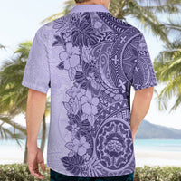 Polynesia Hawaiian Shirt Hibiscus and Hawaiian Tribal Tattoo Retro Style Violet Color - Wonder Print Shop