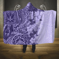 polynesia-hooded-blanket-hibiscus-and-hawaiian-tribal-tattoo-retro-style-violet-color
