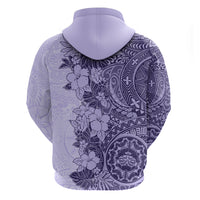 Polynesia Hoodie Hibiscus and Hawaiian Tribal Tattoo Retro Style Violet Color - Wonder Print Shop