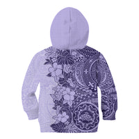 Polynesia Kid Hoodie Hibiscus and Hawaiian Tribal Tattoo Retro Style Violet Color - Wonder Print Shop