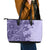 Polynesia Leather Tote Bag Hibiscus and Hawaiian Tribal Tattoo Retro Style Violet Color - Wonder Print Shop