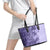 Polynesia Leather Tote Bag Hibiscus and Hawaiian Tribal Tattoo Retro Style Violet Color - Wonder Print Shop