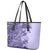 Polynesia Leather Tote Bag Hibiscus and Hawaiian Tribal Tattoo Retro Style Violet Color - Wonder Print Shop