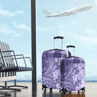 Polynesia Luggage Cover Hibiscus and Hawaiian Tribal Tattoo Retro Style Violet Color - Wonder Print Shop
