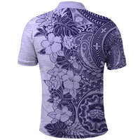 Polynesia Polo Shirt Hibiscus and Hawaiian Tribal Tattoo Retro Style Violet Color - Wonder Print Shop