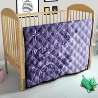 Polynesia Quilt Hibiscus and Hawaiian Tribal Tattoo Retro Style Violet Color - Wonder Print Shop