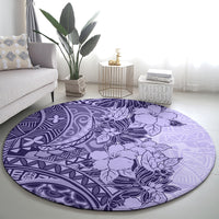 polynesia-round-carpet-hibiscus-and-hawaiian-tribal-tattoo-retro-style-violet-color
