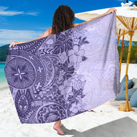 Polynesia Sarong Hibiscus and Hawaiian Tribal Tattoo Retro Style Violet Color - Wonder Print Shop
