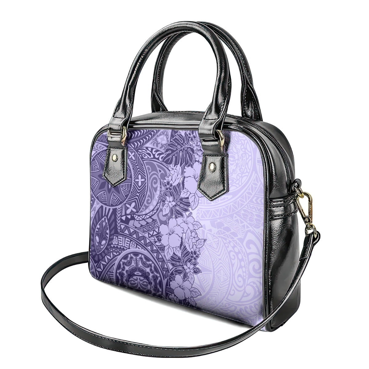 polynesia-shoulder-handbag-hibiscus-and-hawaiian-tribal-tattoo-retro-style-violet-color