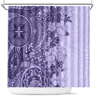 polynesia-shower-curtain-hibiscus-and-hawaiian-tribal-tattoo-retro-style-violet-color