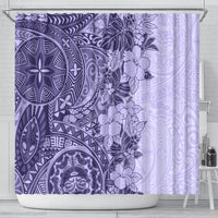 polynesia-shower-curtain-hibiscus-and-hawaiian-tribal-tattoo-retro-style-violet-color