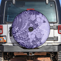 Polynesia Spare Tire Cover Hibiscus and Hawaiian Tribal Tattoo Retro Style Violet Color - Wonder Print Shop