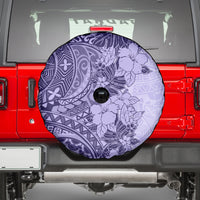 Polynesia Spare Tire Cover Hibiscus and Hawaiian Tribal Tattoo Retro Style Violet Color - Wonder Print Shop