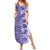 Polynesia Summer Maxi Dress Hibiscus and Hawaiian Tribal Tattoo Retro Style Violet Color - Wonder Print Shop