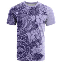 Polynesia T Shirt Hibiscus and Hawaiian Tribal Tattoo Retro Style Violet Color - Wonder Print Shop