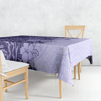 Polynesia Tablecloth Hibiscus and Hawaiian Tribal Tattoo Retro Style Violet Color - Wonder Print Shop