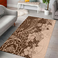 Polynesia Area Rug Hibiscus and Hawaiian Tribal Tattoo Retro Style Pink Pastel LT9 - Wonder Print Shop