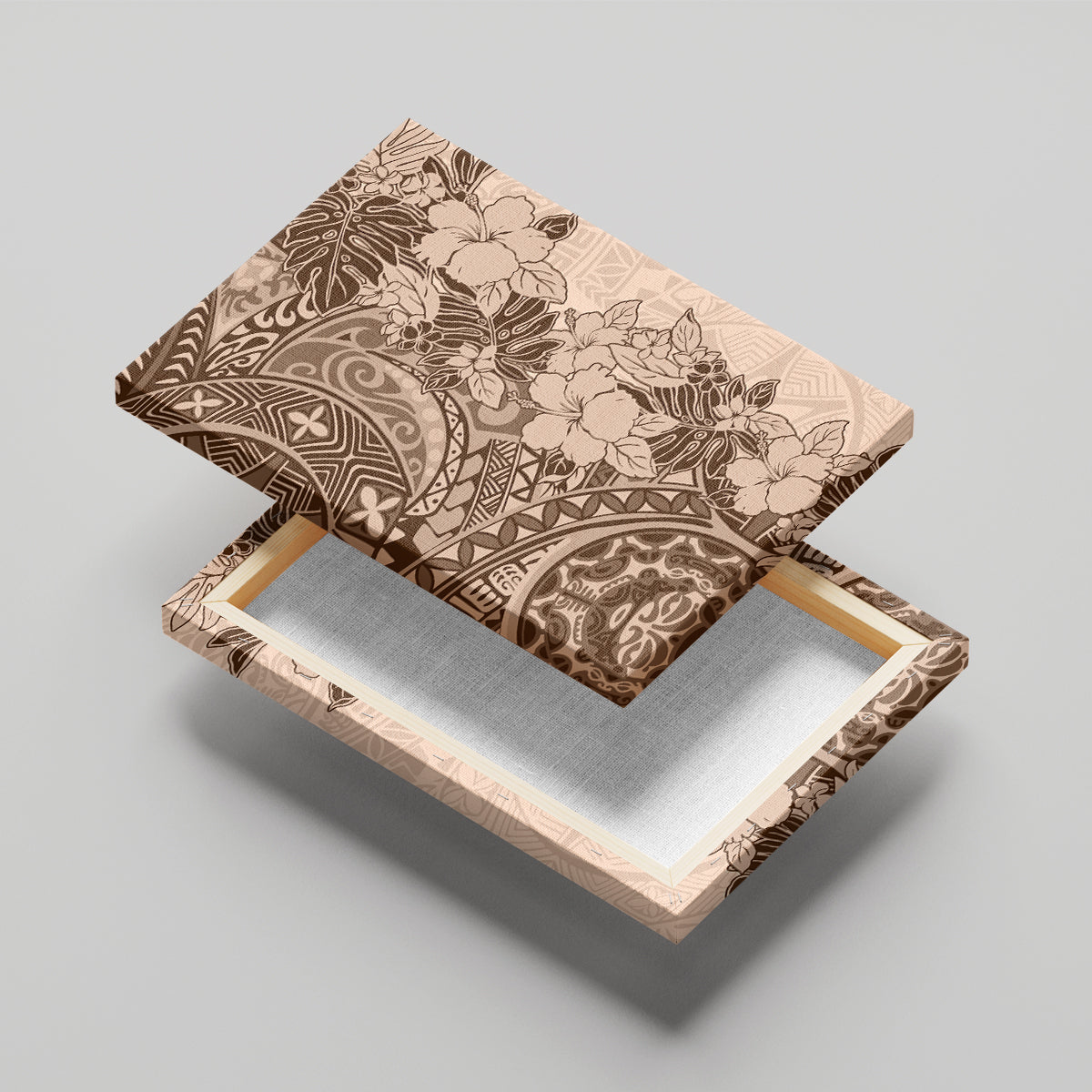 Polynesia Canvas Wall Art Hibiscus and Hawaiian Tribal Tattoo Retro Style Pink Pastel LT9 - Wonder Print Shop