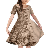 Polynesia Family Matching Short Sleeve Bodycon Dress and Hawaiian Shirt Hibiscus and Hawaiian Tribal Tattoo Retro Style Pink Pastel - Wonder Print Shop