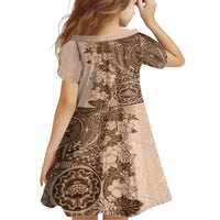 Polynesia Family Matching Short Sleeve Bodycon Dress and Hawaiian Shirt Hibiscus and Hawaiian Tribal Tattoo Retro Style Pink Pastel - Wonder Print Shop