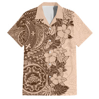 Polynesia Family Matching Short Sleeve Bodycon Dress and Hawaiian Shirt Hibiscus and Hawaiian Tribal Tattoo Retro Style Pink Pastel - Wonder Print Shop