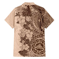 Polynesia Family Matching Short Sleeve Bodycon Dress and Hawaiian Shirt Hibiscus and Hawaiian Tribal Tattoo Retro Style Pink Pastel - Wonder Print Shop