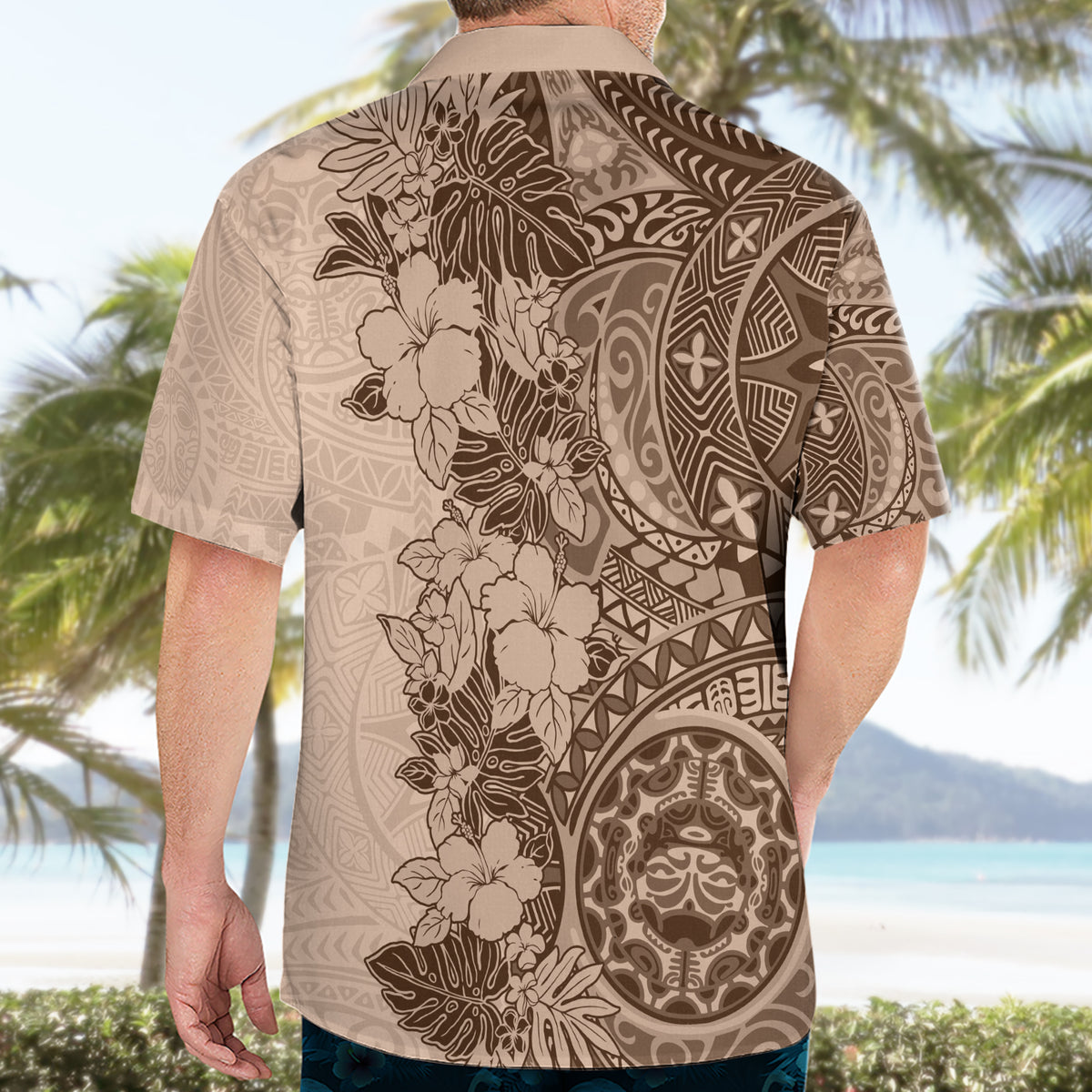 Polynesia Hawaiian Shirt Hibiscus and Hawaiian Tribal Tattoo Retro Style Pink Pastel - Wonder Print Shop