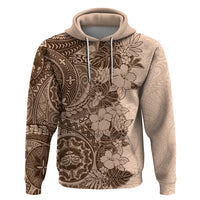 Polynesia Hoodie Hibiscus and Hawaiian Tribal Tattoo Retro Style Pink Pastel - Wonder Print Shop