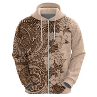 Polynesia Hoodie Hibiscus and Hawaiian Tribal Tattoo Retro Style Pink Pastel - Wonder Print Shop
